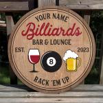Custom Billiards Bar Lounge Wood Sign for Man Cave