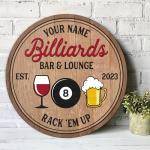 Custom Billiards Bar Lounge Wood Sign for Man Cave
