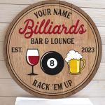 Custom Billiards Bar Lounge Wood Sign for Man Cave