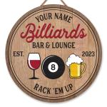 Custom Billiards Bar Lounge Wood Sign for Man Cave