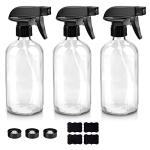 16oz Glass Spray Bottles with Labels - 3 Pack