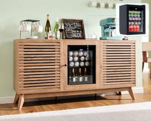 LUXOAK 60" Coffee Bar Cabinet with Mini Fridge