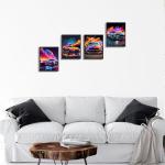Colorful Supercar Canvas Wall Art Set of 4