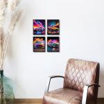 Colorful Supercar Canvas Wall Art Set of 4