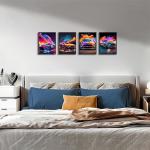 Colorful Supercar Canvas Wall Art Set of 4