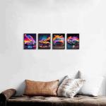 Colorful Supercar Canvas Wall Art Set of 4