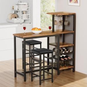 VECELO 3-Piece Bar Table and Chair Set