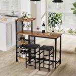 VECELO 3-Piece Bar Table and Chair Set