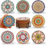 Colorful Cork Coasters Set with Holder
