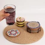 Colorful Cork Coasters Set with Holder