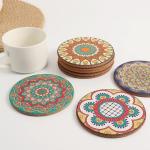 Colorful Cork Coasters Set with Holder