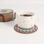 Colorful Cork Coasters Set with Holder