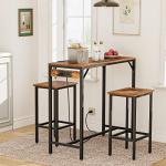 Bar Table and Chairs Set with Power Outlet