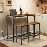 Bar Table and Chairs Set with Power Outlet