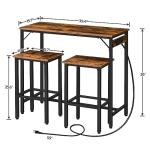 Bar Table and Chairs Set with Power Outlet