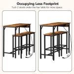 Bar Table and Chairs Set with Power Outlet