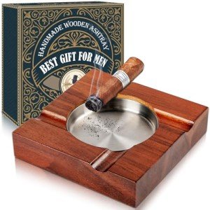 Classic Wooden Cigar Ashtray Gift Set for Men