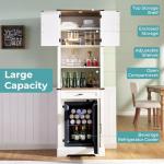 LUXOAK 69" Farmhouse Bar Cabinet with Fridge