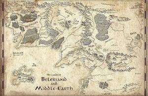 Middle Earth Silmarillion Map Fantasy Wall Art
