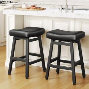 Set of 2 Black Counter Height Bar Stools