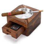 Wooden Cigar Ashtray with 4 Slot Holder