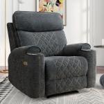 Soft Fabric Electric Recliner Chair with Cup Holders