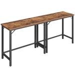 63-Inch Rustic Narrow Pub Table with Metal Frame