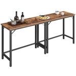 63-Inch Rustic Narrow Pub Table with Metal Frame
