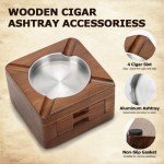 Wooden Cigar Ashtray with 4 Slot Holder