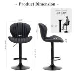 Modern Swivel Bar Stools Set of 2, Black