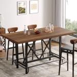 Industrial Pub Table with Metal Footrest - 63-Inch