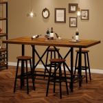 Industrial Pub Table with Metal Footrest - 63-Inch
