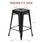 Set of 4 Black Metal Bar Stools 24