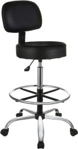 Adjustable Black Drafting Bar Stool with Wheels