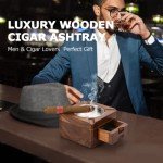 Wooden Cigar Ashtray with 4 Slot Holder
