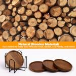 Wooden Drink Coaster Set with Holder - 4 Pcs