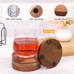 Wooden Drink Coaster Set with Holder - 4 Pcs