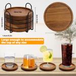 Wooden Drink Coaster Set with Holder - 4 Pcs