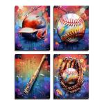 Vintage Baseball Canvas Art Prints – Set of 4