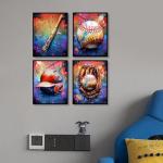 Vintage Baseball Canvas Art Prints – Set of 4