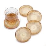 Amber Glass Coaster Set of 5 for Drinks