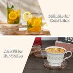 Amber Glass Coaster Set of 5 for Drinks