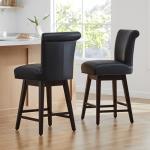 Set of 2 Black Swivel Bar Stools