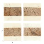 Square Marble Coasters with Jute String - Set of 4