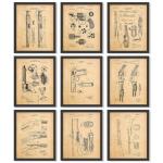 Vintage Gun Patent Prints Wall Art for Man Cave