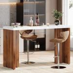 Modern 55-Inch Walnut and White Home Bar Unit