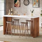 Modern 55-Inch Walnut and White Home Bar Unit
