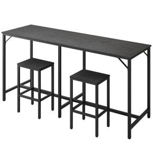 70.9" Bar Table and Chairs Set Black