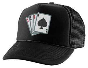 Black Ace Embroidered Trucker Hat for Poker Fans