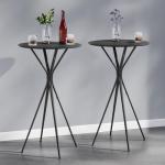 Stylish Black Round Bar Table Set of 2